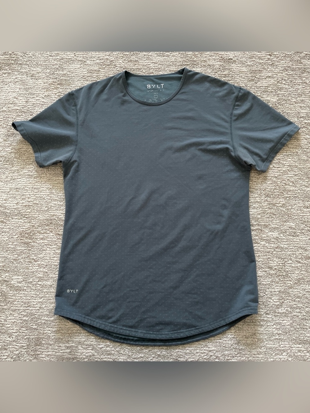 BYLT Drop-Cut Lux Tee Gray Polka Dot Performance Stretch Shirt Men’s Size Large